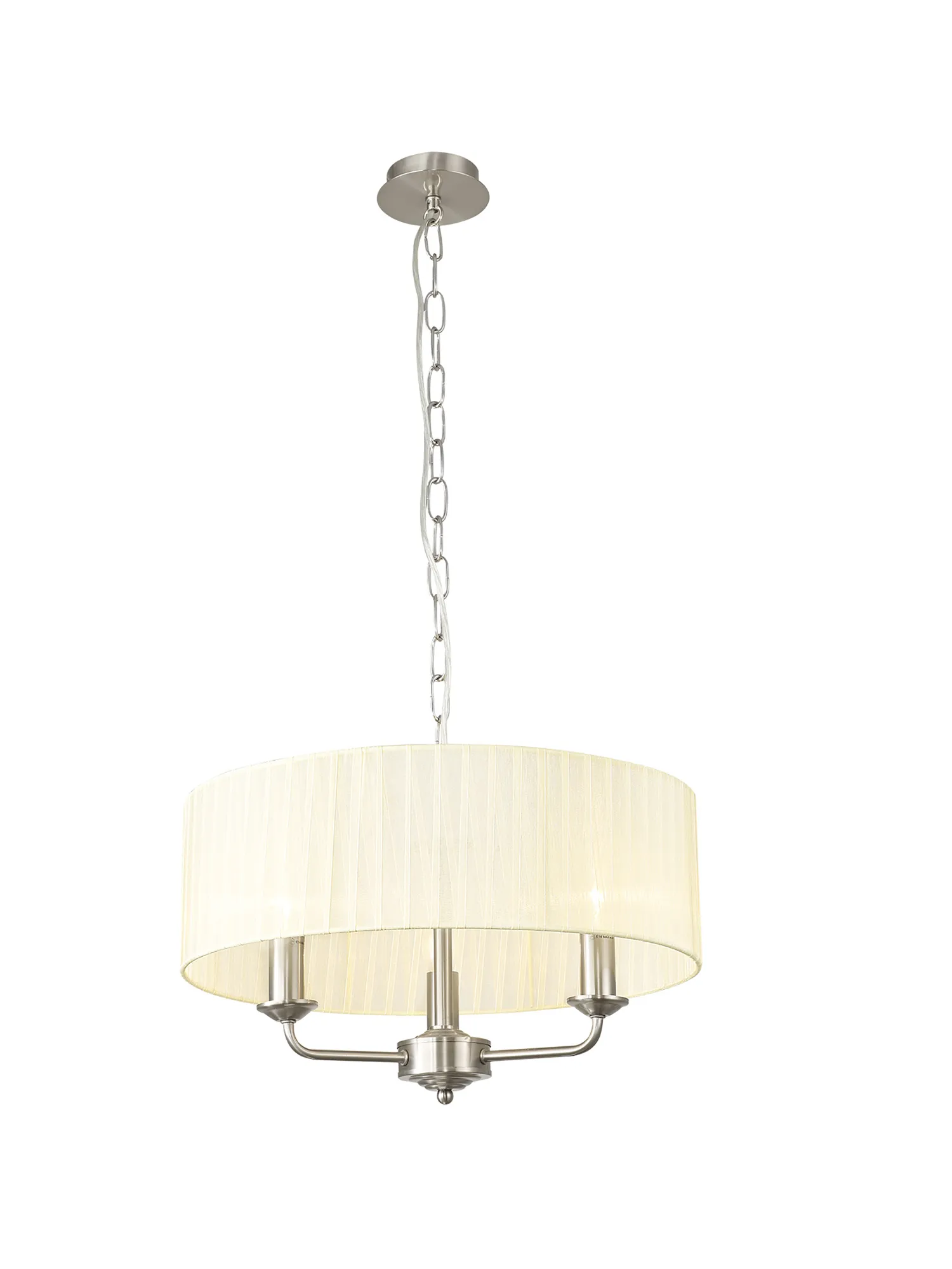 Banyan 45cm 3 Light Pendant Satin Nickel; Cream